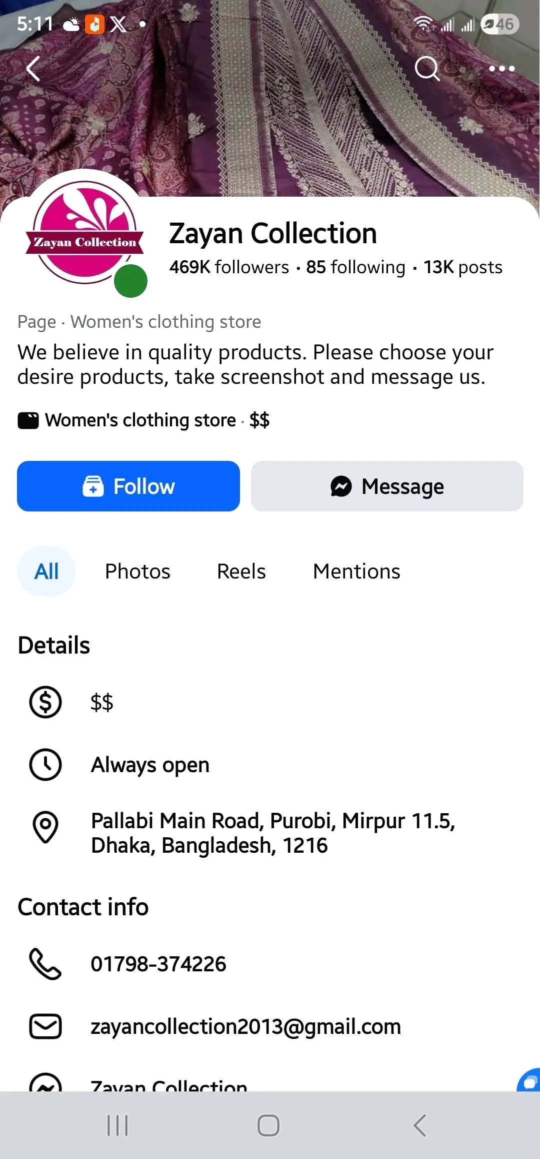 Scam evidence for Zayan Collection - online_shopping